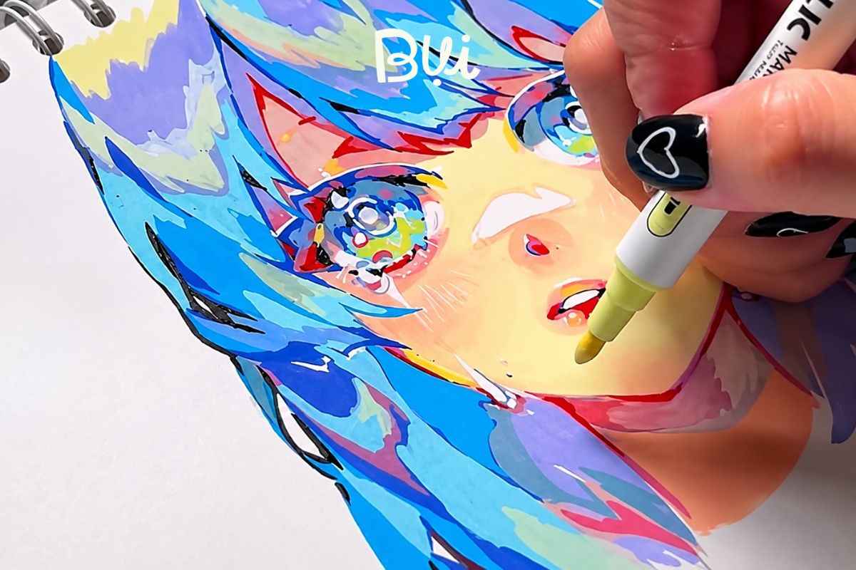 Cách tô màu Acrylic đẹp: 10 kỹ thuật giúp màu đều, trong và có chiều sâu 9 Cách tô màu Acrylic Marker đẹp