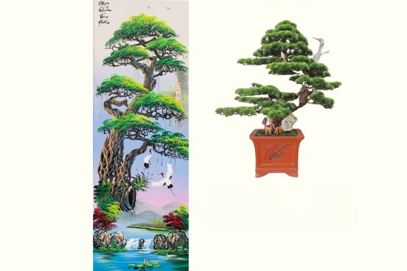Ý nghĩa Tranh Tứ Quý Tùng Cúc Trúc Mai và cách treo chuẩn phong thủy 6 Cây tùng trong bộ tranh tứ quý Tùng Cúc Trúc Mai