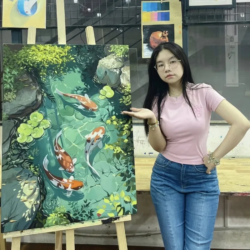 Học viên lớp học vẽ tranh sơn dầu của Mỹ thuật Bụi