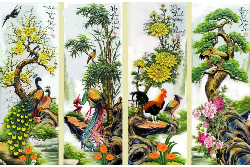 Ý nghĩa Tranh Tứ Quý Tùng Cúc Trúc Mai và cách treo chuẩn phong thủy 2 Nguồn gốc bộ tranh tứ quý tùng cúc trúc mai