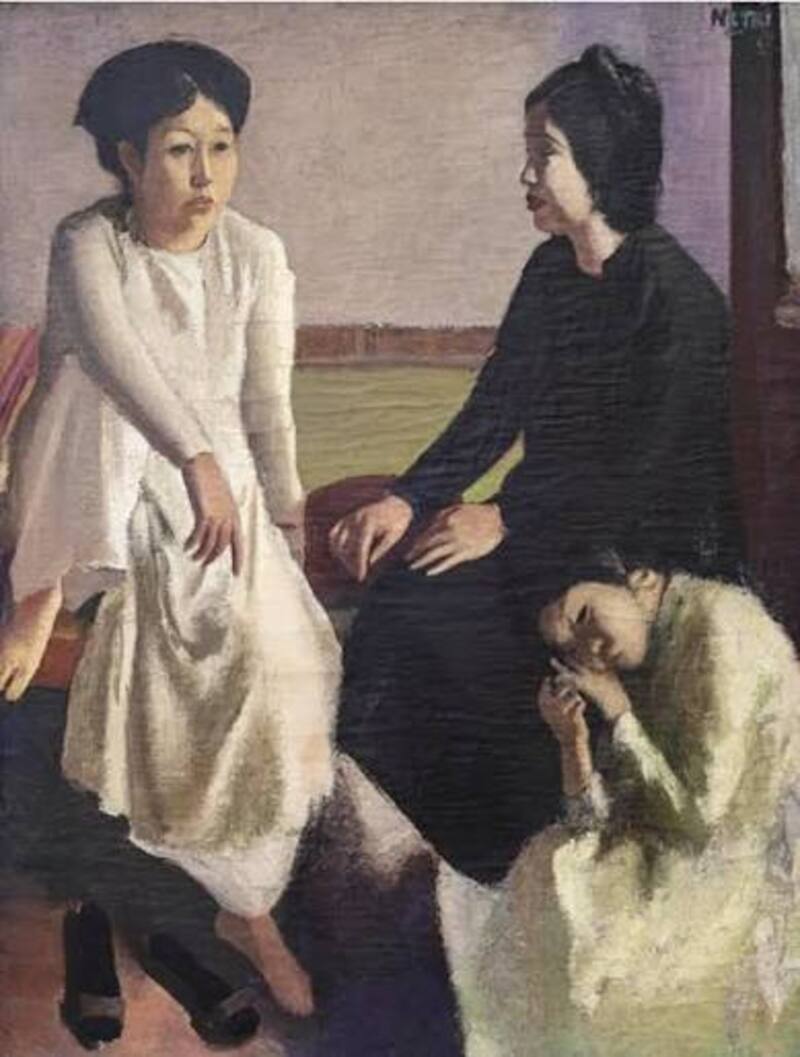 Bức tranh "Le Trois Femmes" (Ba người phụ nữ) do cố danh họa Nguyễn Gia Trí sáng tác năm 1934 là một tác phẩm sơn dầu hiếm hoi