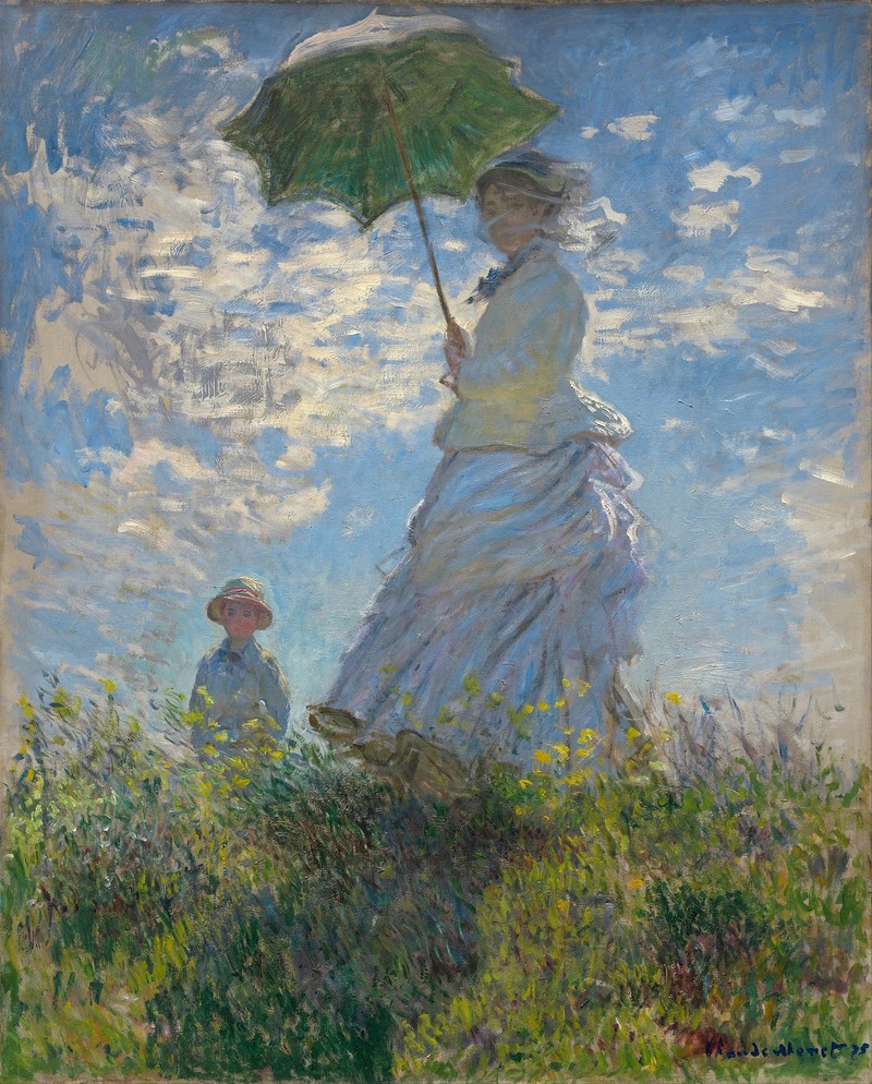 20 bức tranh Monet nổi tiếng và di sản nghệ thuật của Claude Monet 7 Woman with a Parasol - Madame Monet and Her Son (1875)