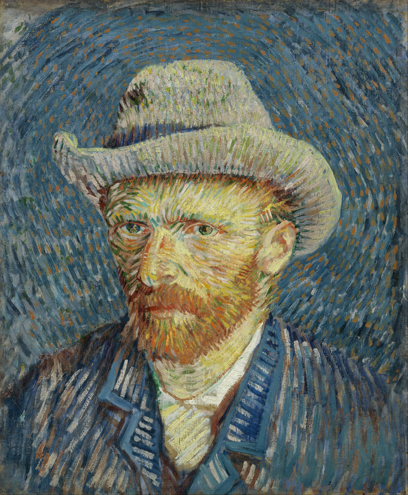 Chân dung tự họa Van Gogh: Hành trình 36 bức tranh đi tìm chính mình 4 Chân dung tự họa với mũ phớt xám 1887 (Self-Portrait with Grey Felt Hat)