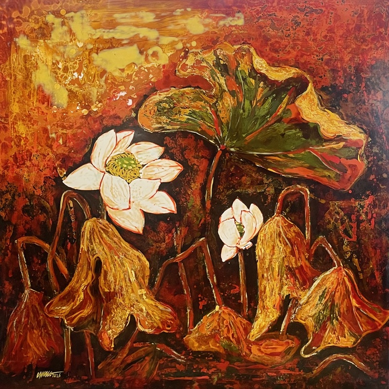 Tranh sơn dầu hoa sen