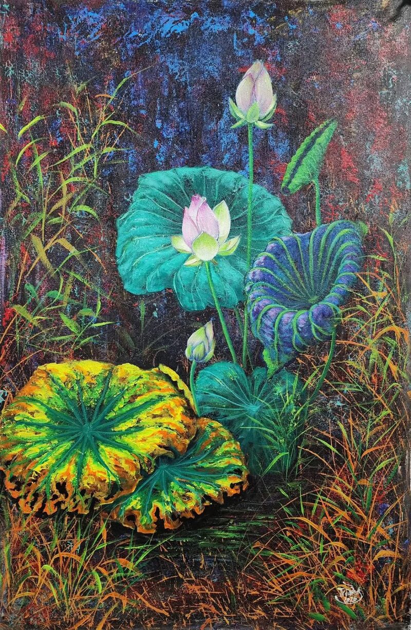 Tranh sơn dầu hoa sen