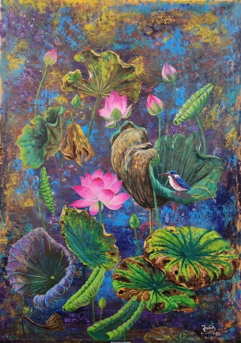 Tranh sơn dầu hoa sen