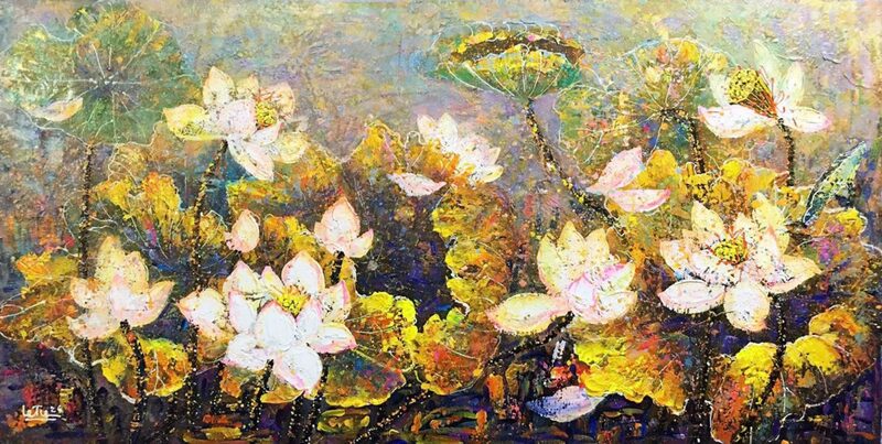 Tranh sơn dầu hoa sen