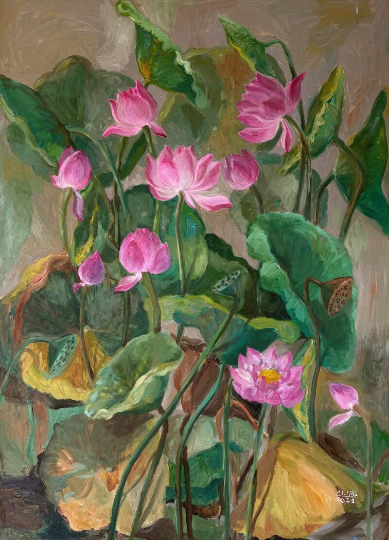 Tranh sơn dầu hoa sen