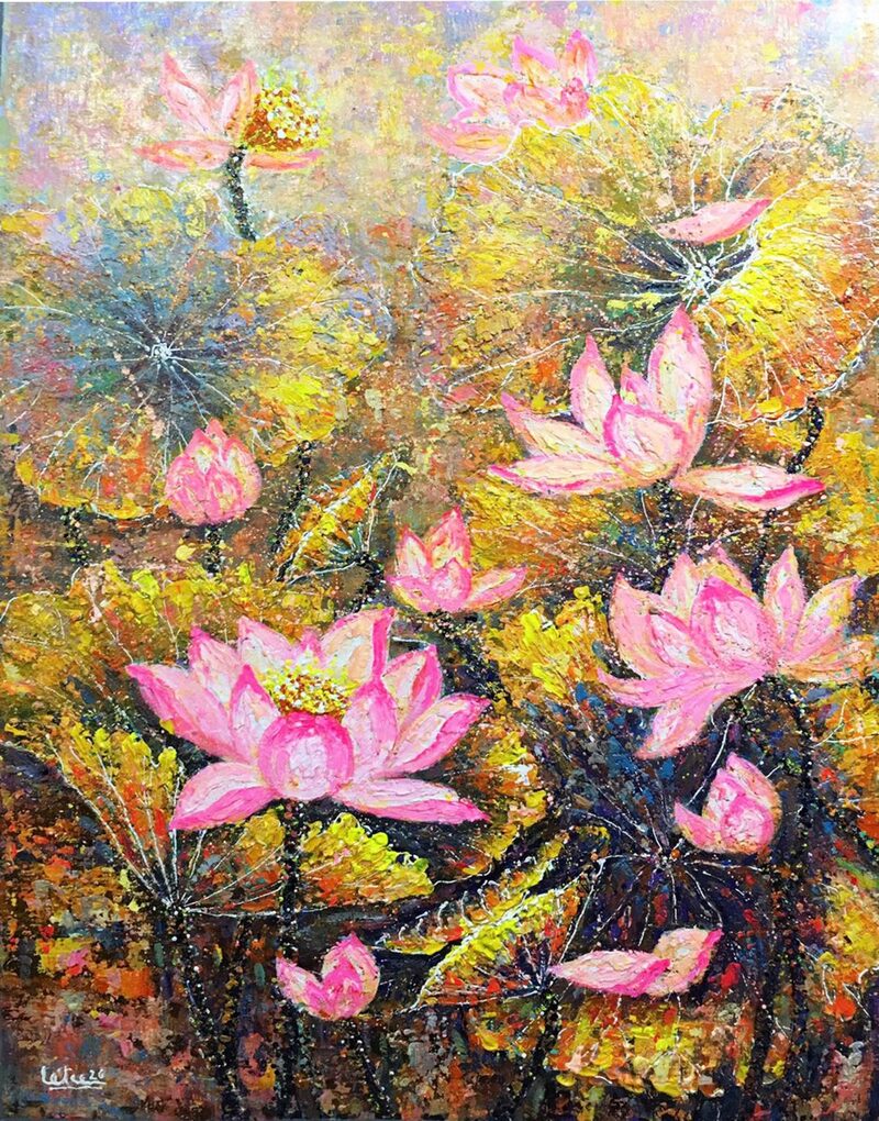 Tranh sơn dầu hoa sen
