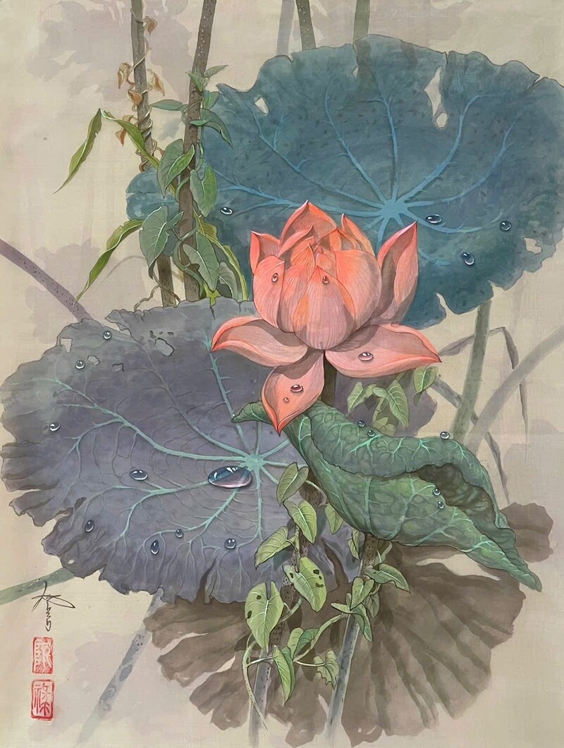 Tranh sơn dầu hoa sen