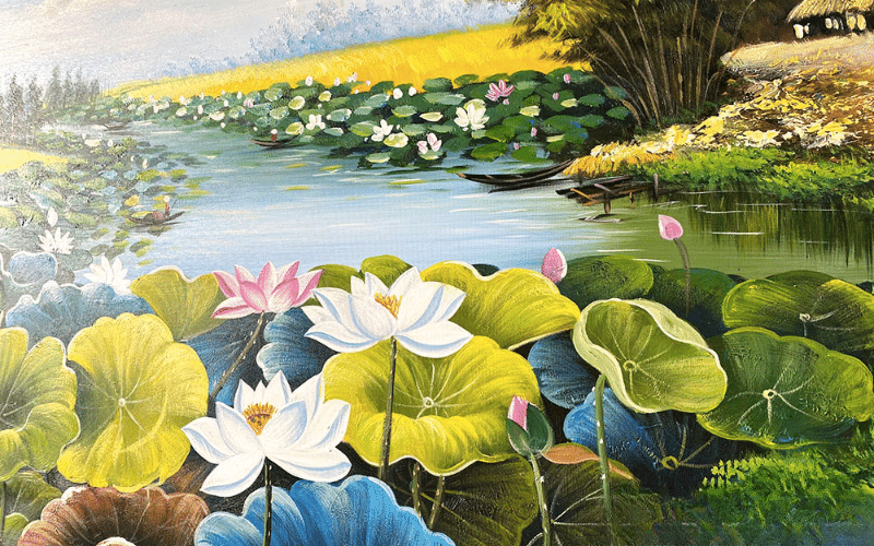 Tranh sơn dầu hoa sen