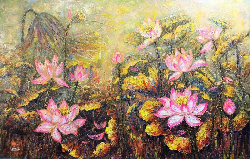Tranh sơn dầu hoa sen