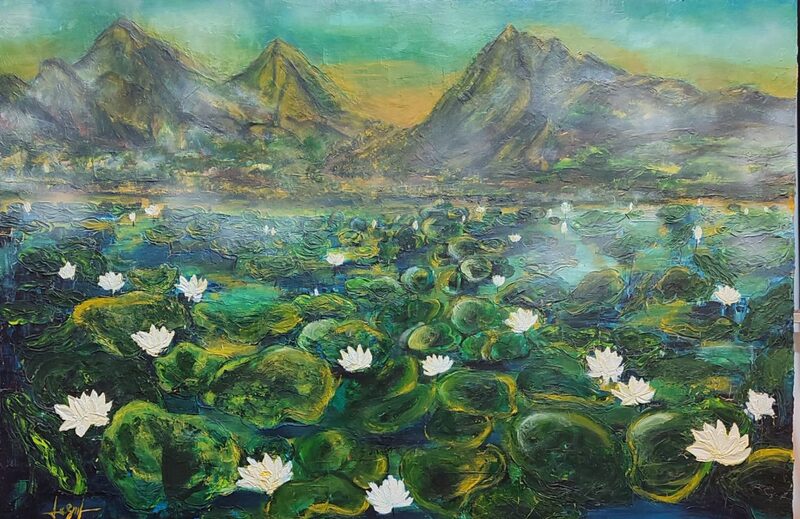Tranh sơn dầu hoa sen