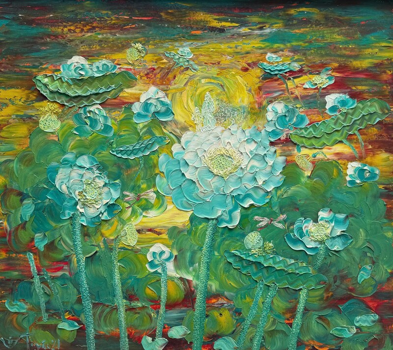 Tranh sơn dầu hoa sen