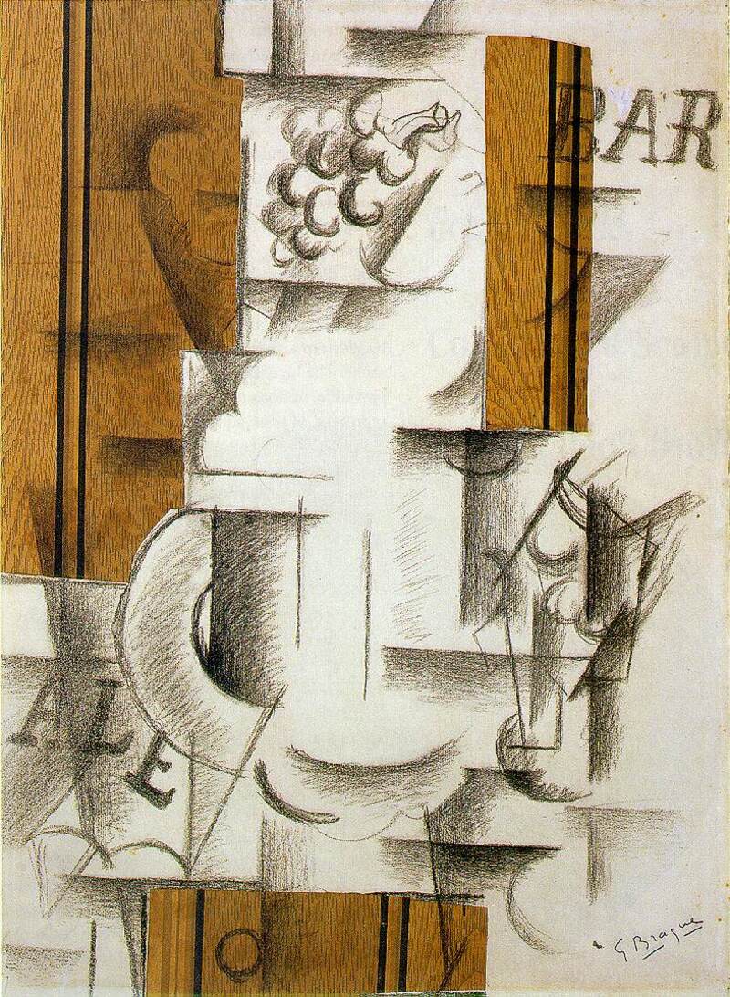 Đĩa hoa quả và ly (Fruit Dish and Glass) của Georges Braque