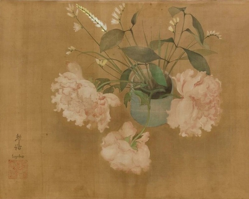 Bức "Pivoines au vase" (Bình mẫu đơn) của danh họa Lê Phổ