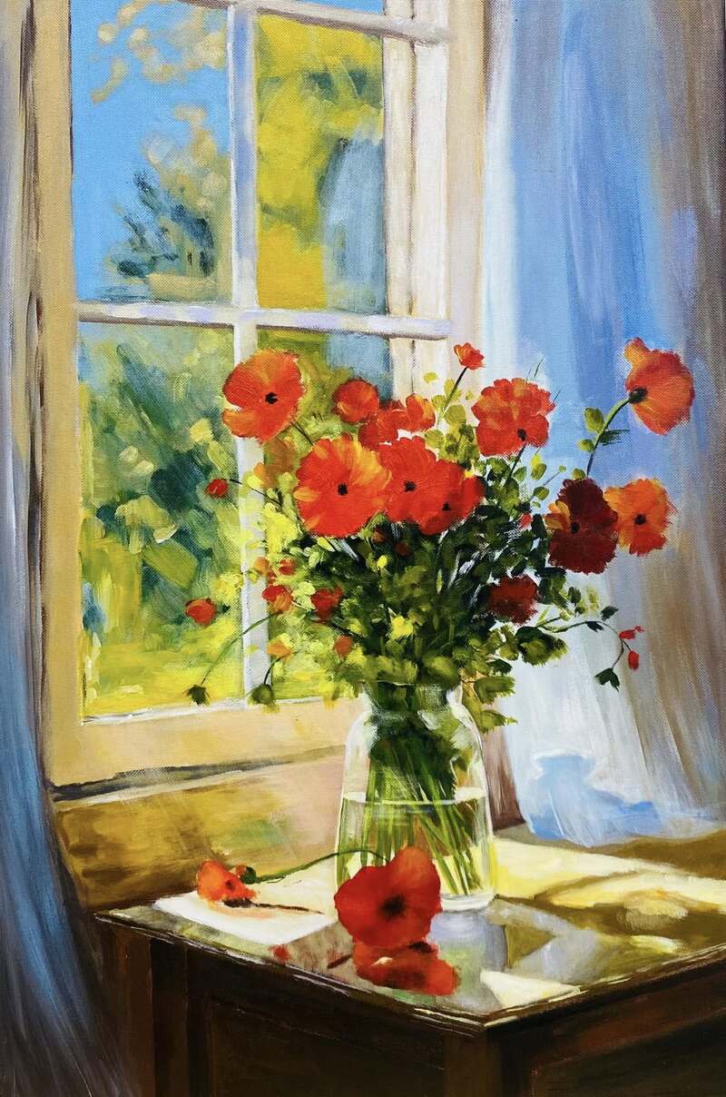 Tranh vẽ hoa màu Acrylic
