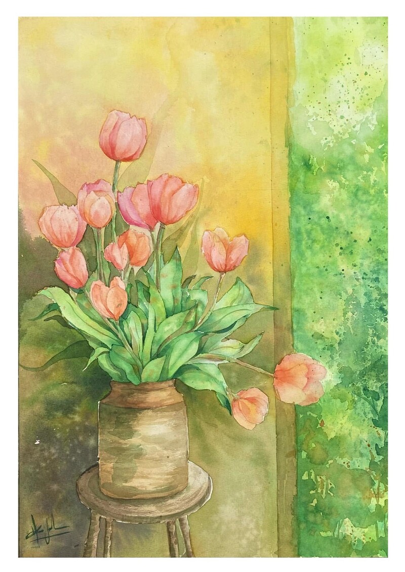 Tranh vẽ hoa màu Acrylic