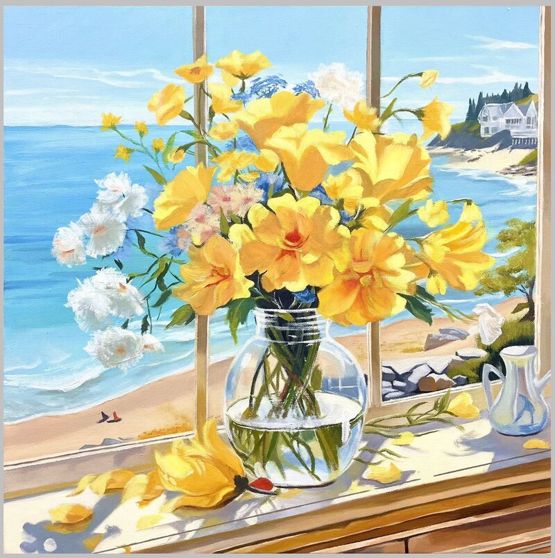 Tranh vẽ hoa màu Acrylic
