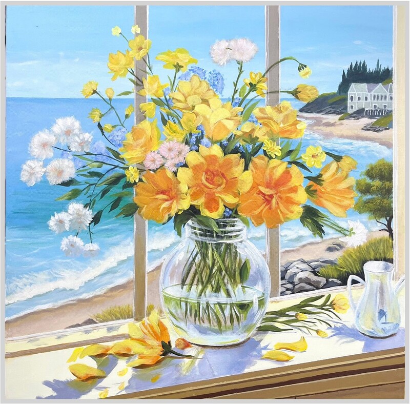 Tranh vẽ hoa màu Acrylic