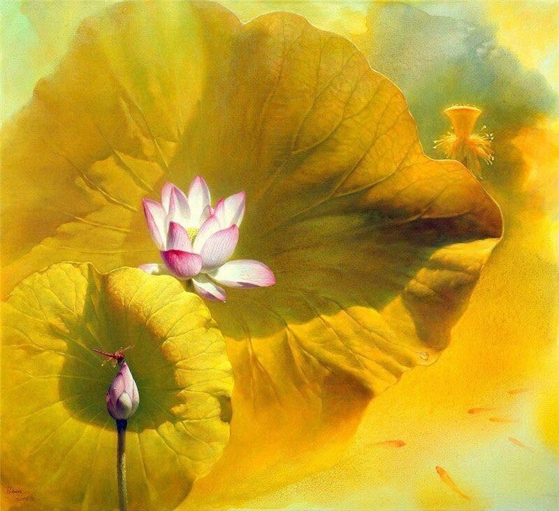 Tranh vẽ hoa màu Acrylic