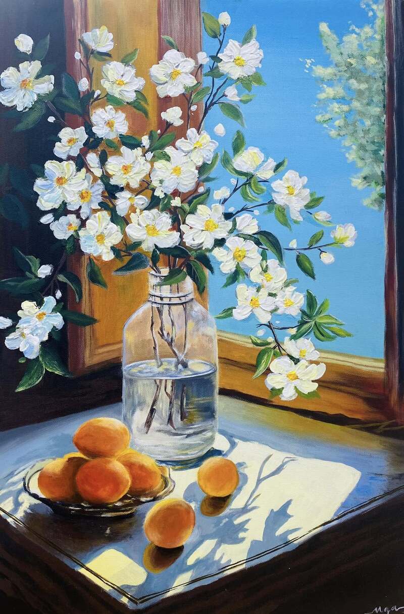 Tranh vẽ hoa màu Acrylic
