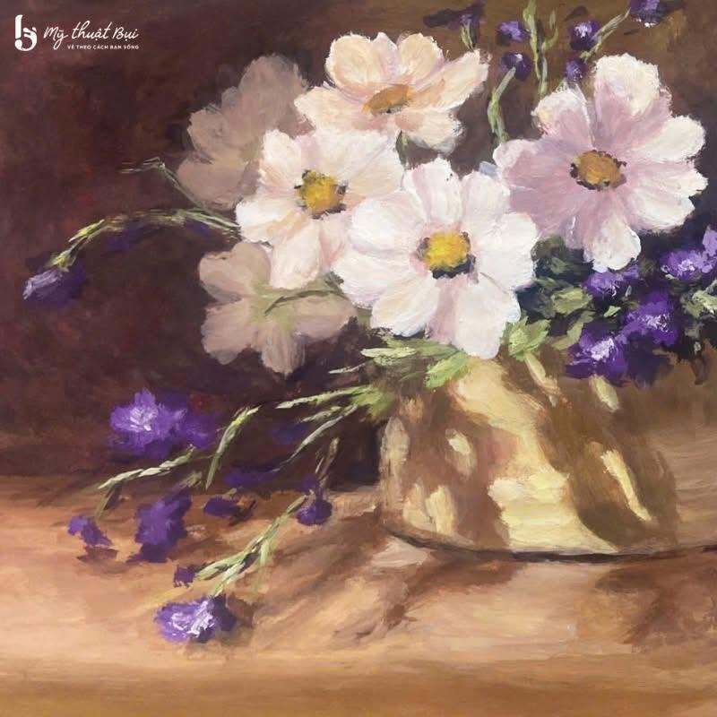 Tranh vẽ hoa màu Acrylic