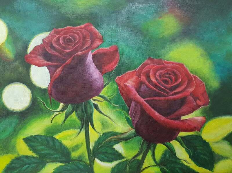 Tranh vẽ hoa màu Acrylic